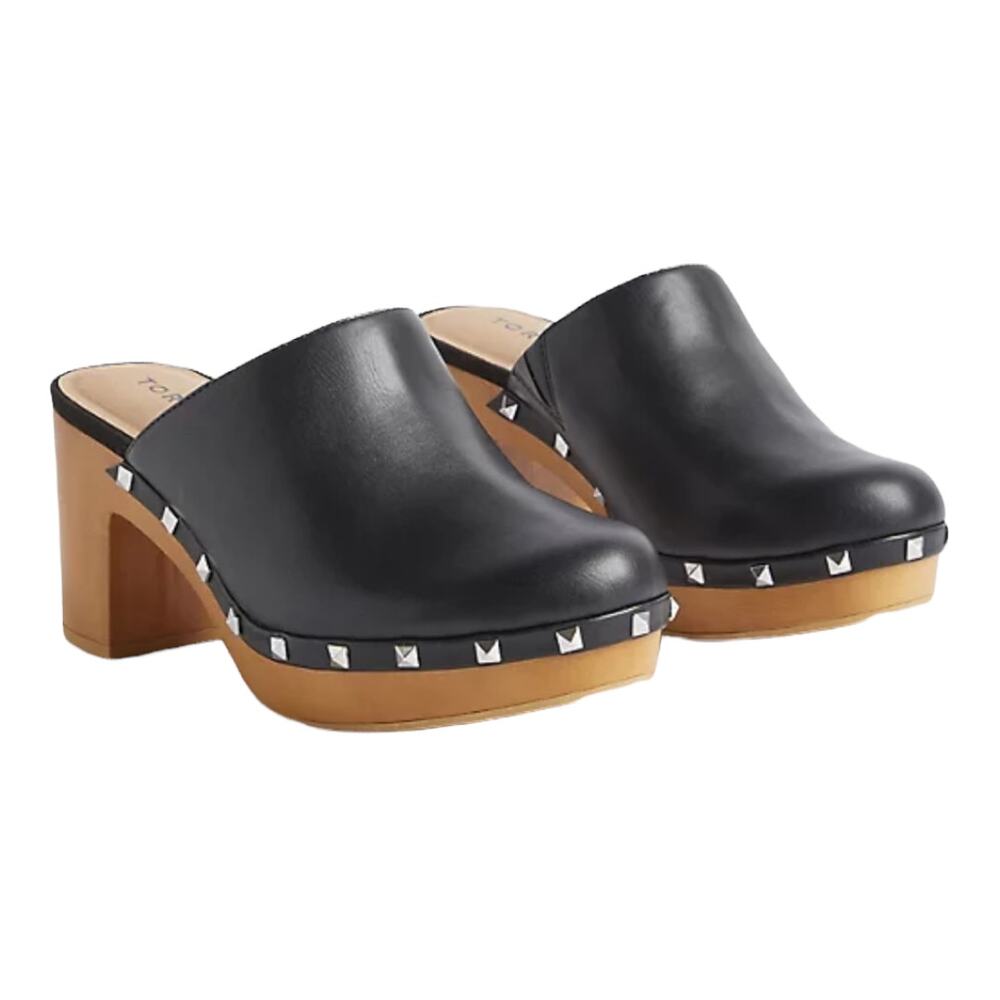 Torrid NWT Studded Mule Shoe - Faux Leather Black (Ww) Size 7 Slip On Closed Toe